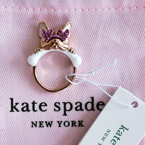 Kate Spade French Bulldog Ring Rose Gold Pink 7
